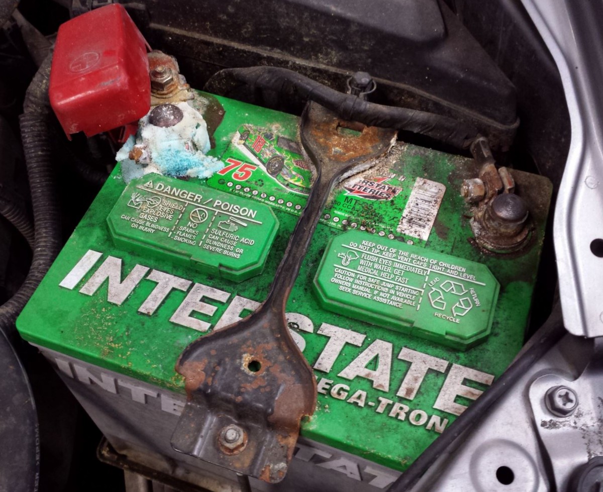 corrosive battery in car image
